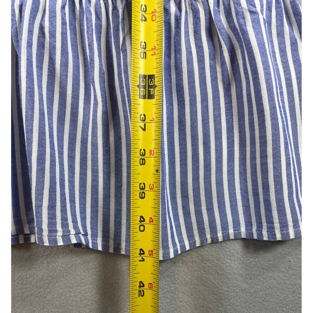 Monteau Womens Dress Tiered Midi Blue White Stripe Rayon Large - Picture 7 of 10